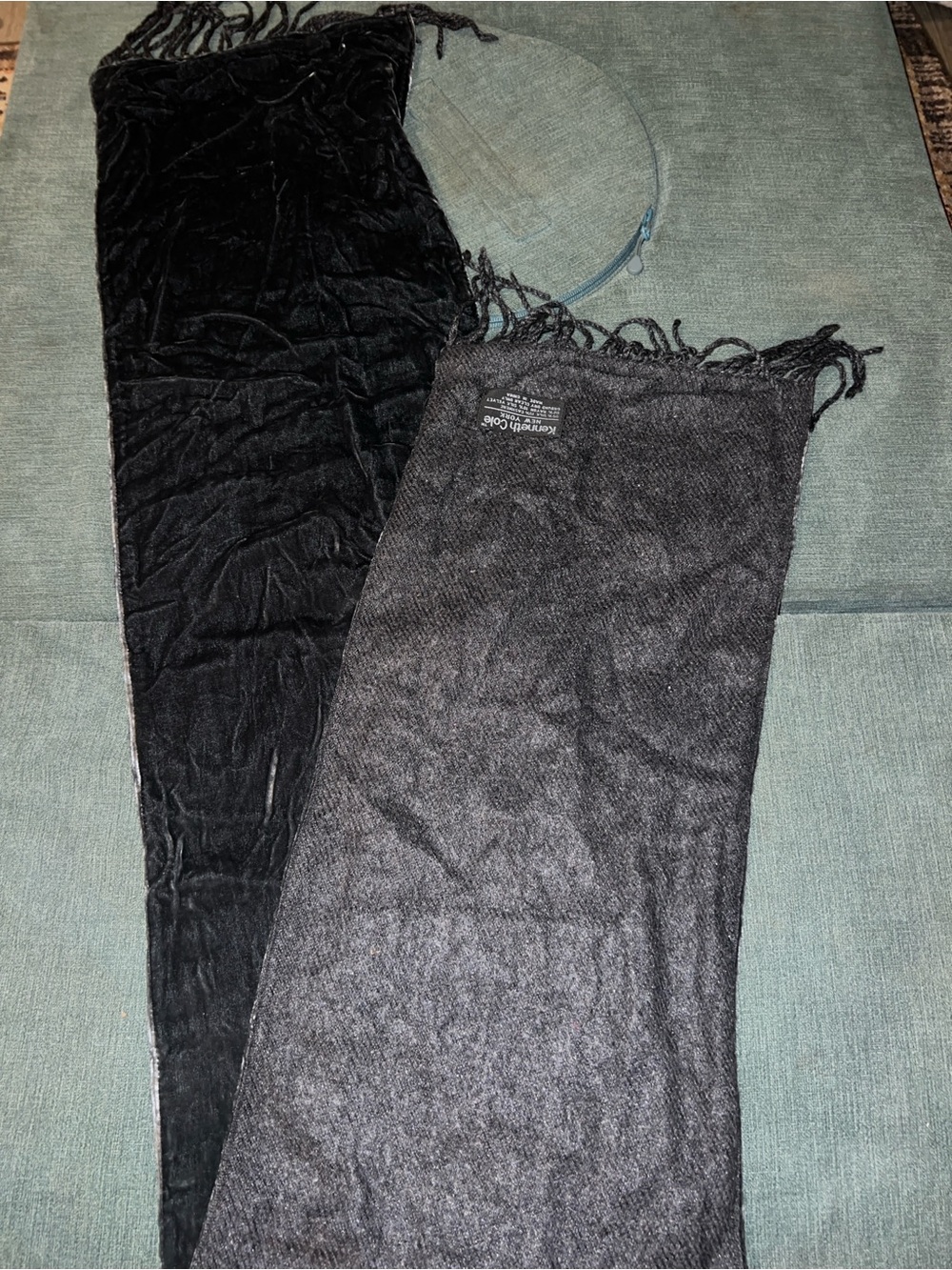 Kenneth Cole Black Fringe Silk/Cashmere Scarf